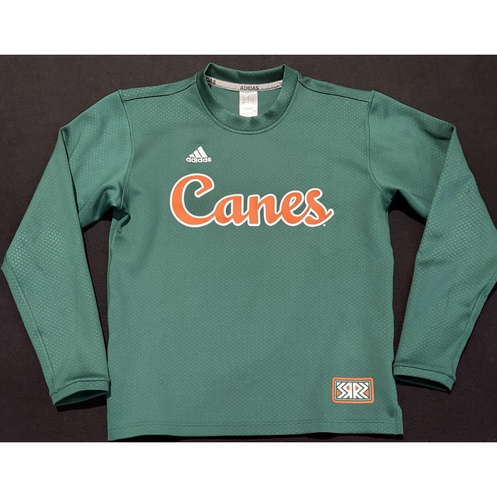 Miami Hurricanes Adidas Green Long Sleeve Icon Sweatshirt Mens Small NCAA